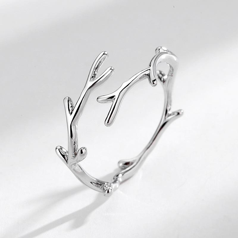 

Minimalist Deer Antler Open Ring For Women Adjustable Index Finger Band Unique Personalized Jewelry Gift opening adjustable белого золота