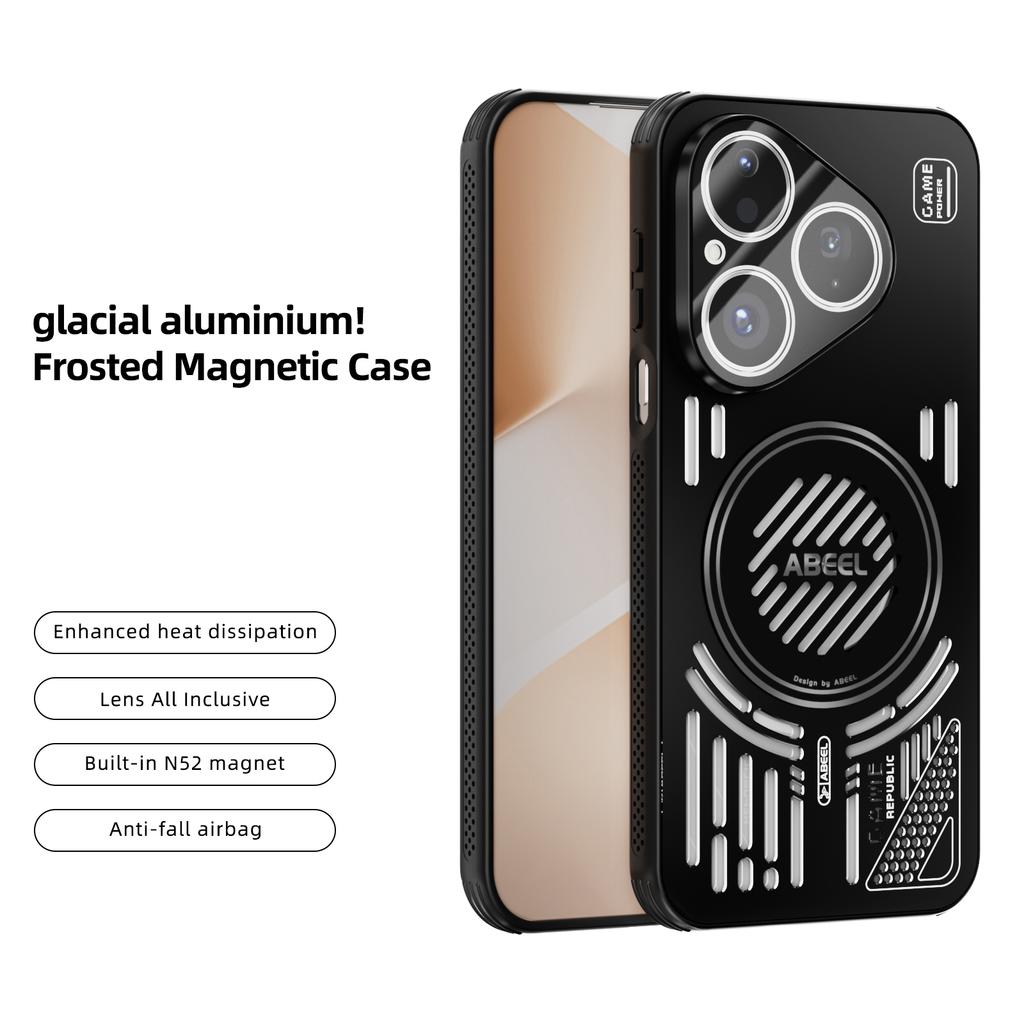 ABEEL For Huawei Pura 80 Magnetic Case Aluminium Alloy+PC+TPU Hollow Heat Dissipation Phone Cover