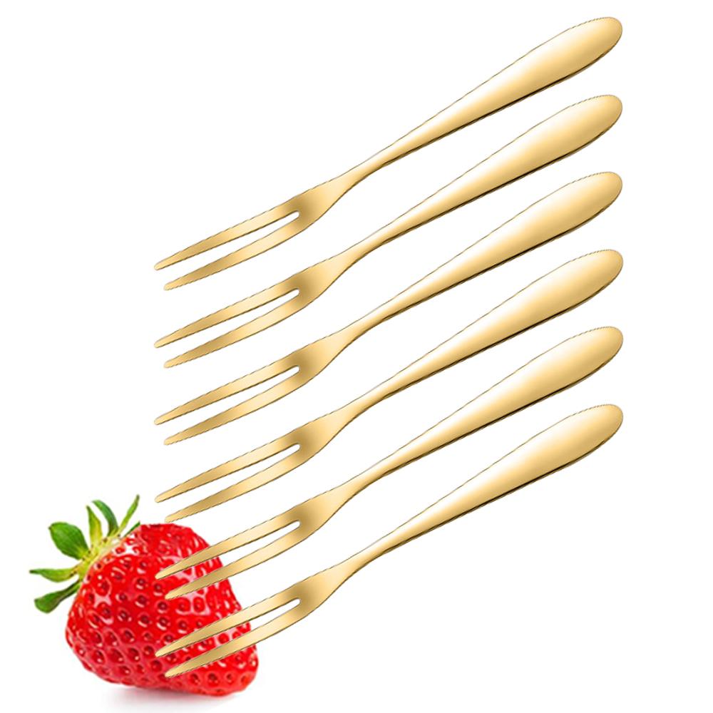 Fruit Forks Set of 6, 5.12Inch Stainless Steel Cocktail Fork Appetizer Small Forks Fruit Salad Fork for Party Hotel Restaurant