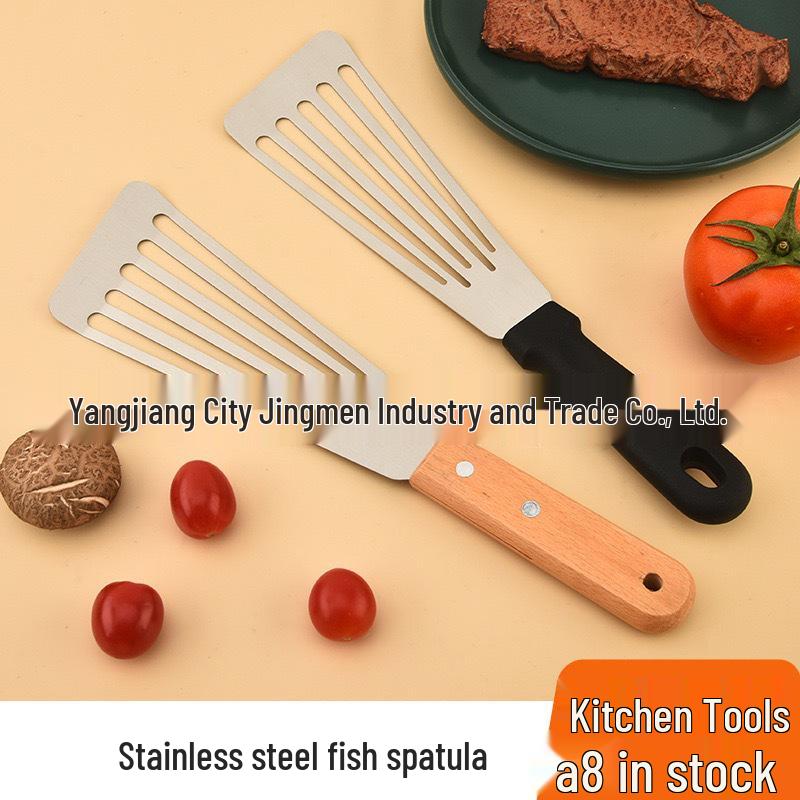 Stainless Steel Fish & Steak Frying Spatula - Slotted, Butterfly Design for Cooking.