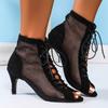 Large size women's shoes new fashion stilettos mesh hollow sexy sandals fashion lace-up cloth surface
