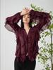 European and American V-Neck Layered Long-Sleeve Women's Spring/Summer Pullover Shirt