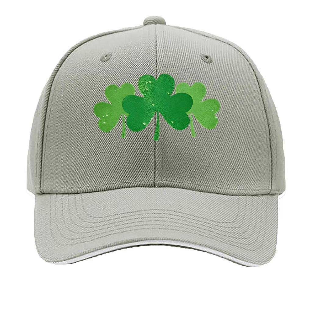 Green Clover Print Baseball Cap  Casual  Adjustable Snapback Ideal for Outdoor Travel and Campi Sandwich Baseball Cap