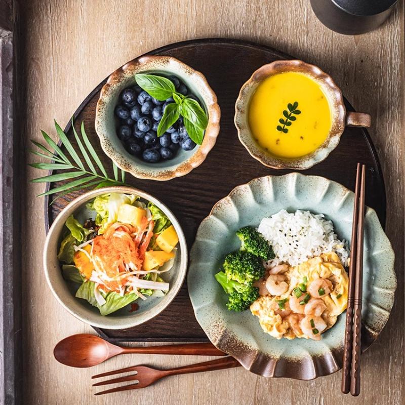 One-Person Minimalist Tableware Set Porcelain Breakfast Bowl with Chopsticks Home Single Meal Dining Set