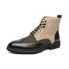 Men's Retro Green Leather High-Top Martin Boots with Pointed Toe