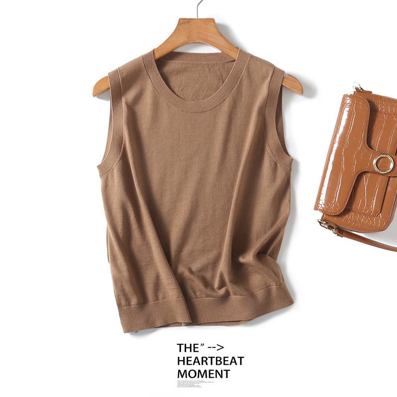 Classic Durable Machine-Washable 100% Wool Knit Camisole: Super Fine Spring/Summer Inner Wear White Tank Top