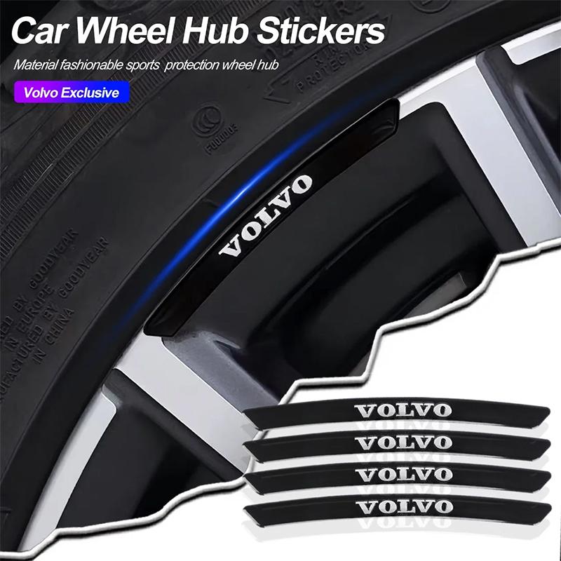 Car Wheel Rim Stickers 4PCS Auto Wheel Hub Decal for Volvo Rdesign Polestar AWD V50 S60 XC60 S40 XC40 XC90 V60 S80 S90 V90 V70