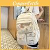 Simple Color Solid Student Backpack With Transparent Compartment And Doll Decor