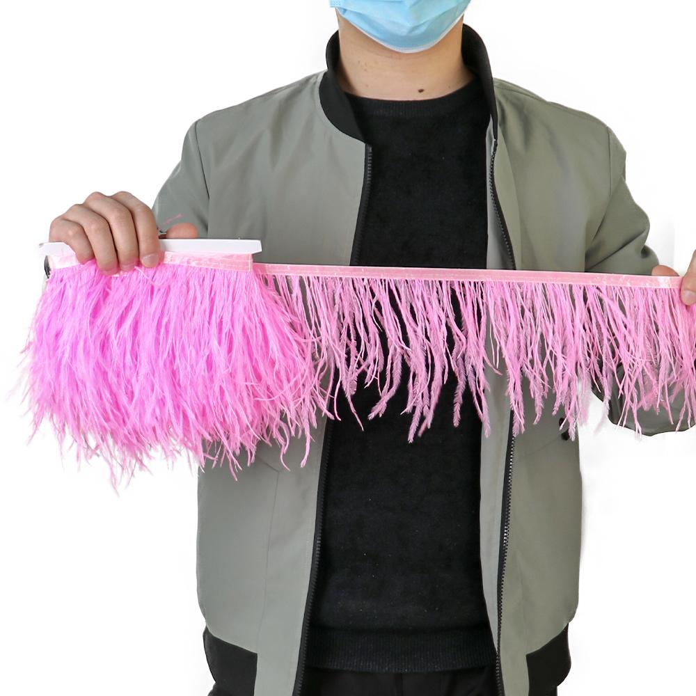 Straußenfeder-Besatz 8-10CM 10-15CM Rosa Federband-Fransen zum Nähen Hohe Qualität Federn Basteln Kostüme Partydekoration