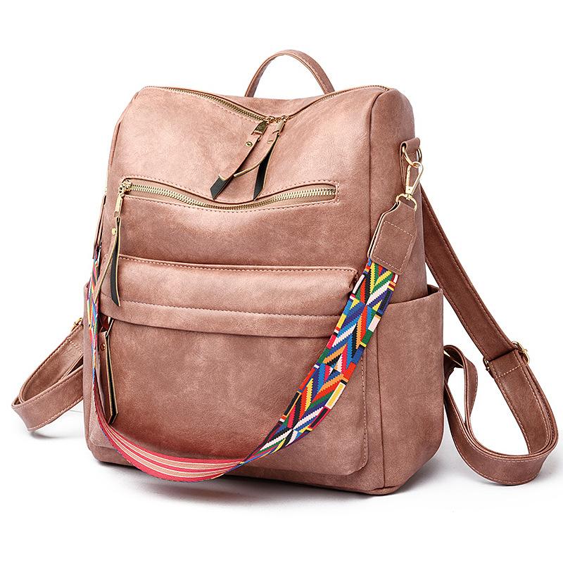 Schoolbagbag Retro Backpack Female Korean Version New Trendy Soft Leather Large Capacity Dual-purpose Women's Backpack Student Schoolbag
