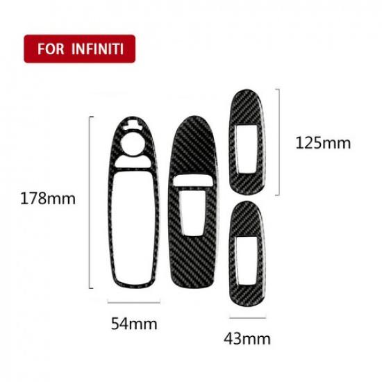 Carbon Fiber Interior Window Lift Button Cover Trim For Infiniti Q50 2014-
