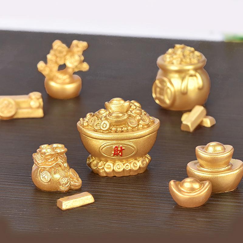 Feng Shui Auspicious Fa Cai Money Tree Gold Ingot Bag Lucky Fortune Spring Festival Mascot Desktop Ornament Car Home Decor Craft