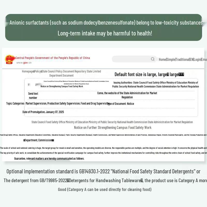 Custom 20KG Anion-Free Food Grade Dish Soap for Kitchen & Produce