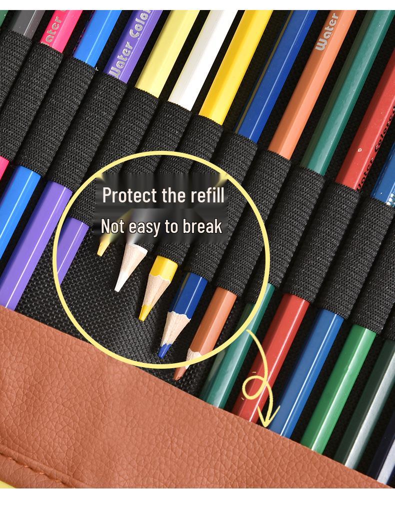 50 Colored Wooden Pencils In Roll-Up Case for Students and Artists