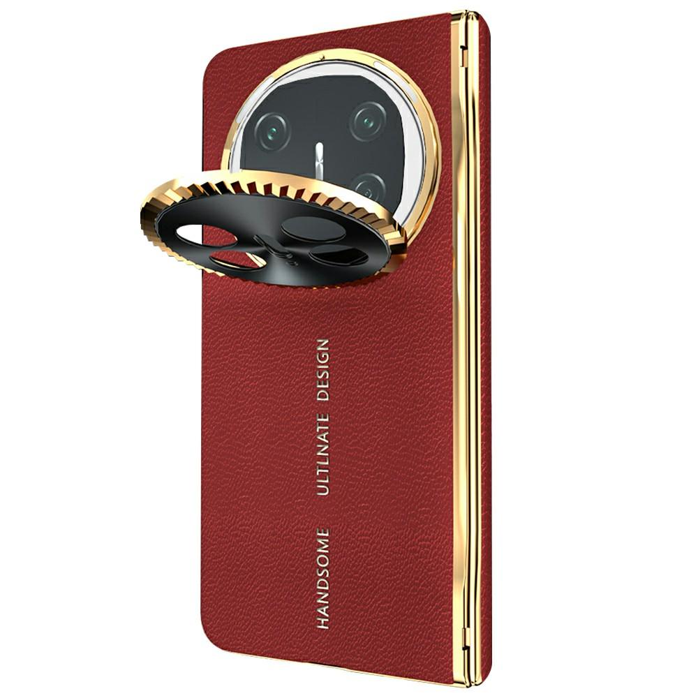 

For Huawei Mate X5 Magnetic Case PU+PC Phone Cover Built In Screen Protector with Lens Kickstand Black