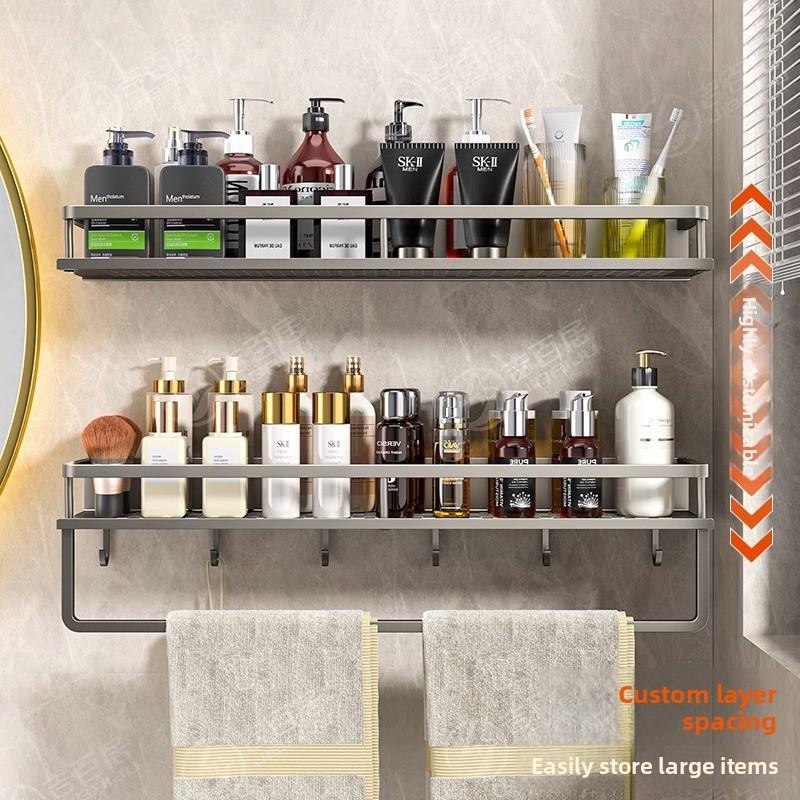 Bathroom Wall Mount Aluminum Storage Shelf With Removable Design For Toilet And Vanity Use