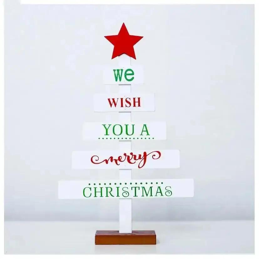 Christmas Mini Wooden Merry Christmas Tree Home Desk Table Decor Pendants Xmas Tree Ornaments Christmas Decor Happy New Year