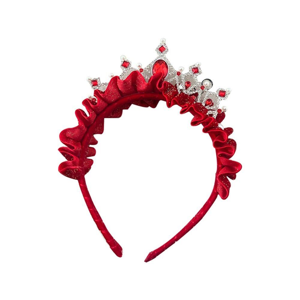 Bandeau pour le Nouvel An Chinois à pompons Fleur Hanfu Bandeau pour cheveux Simple Couronne Coiffe Fille