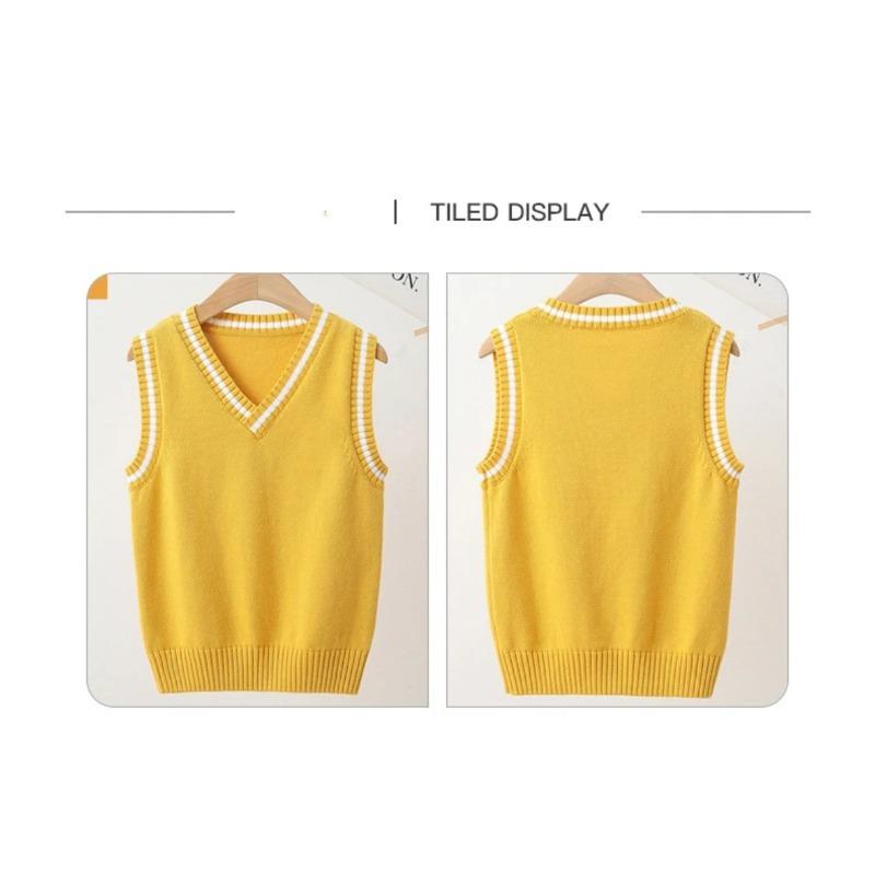 Children's Knitted Vest Spring and Autumn Models for Boys and Girls Pullover College Style Sweater Vest
