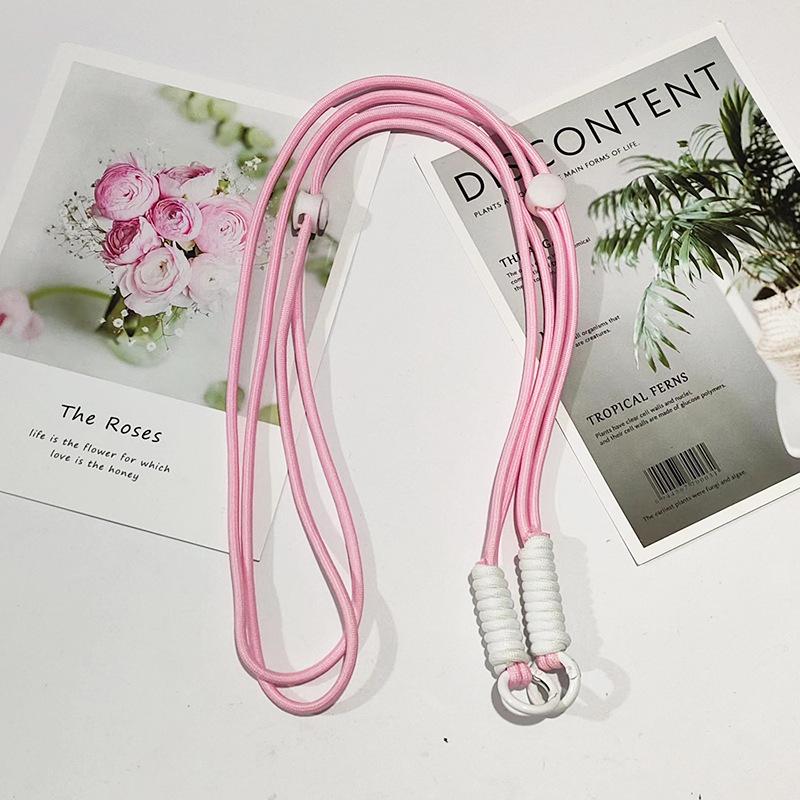 Adjustable Color-Block Crossbody Phone Strap with Clip & Chain