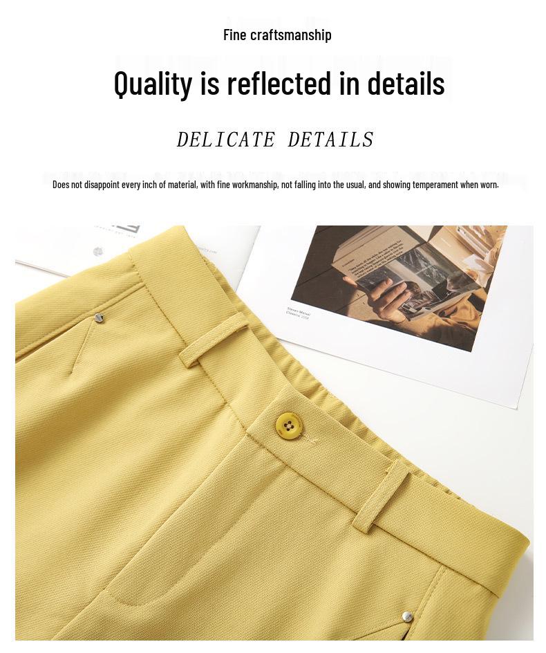 Women's Spring 2026 Nine-Tenth Length Curved Leg Wide-Leg Pants - Loose, Petite, Straight-Leg Suit Style