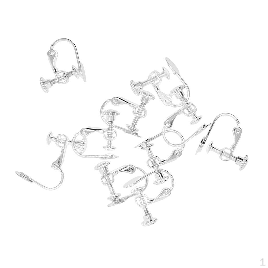 

10 шт. регулируемые винтовые зажимы для сережек, подушечки для ушных проводов для Silver White