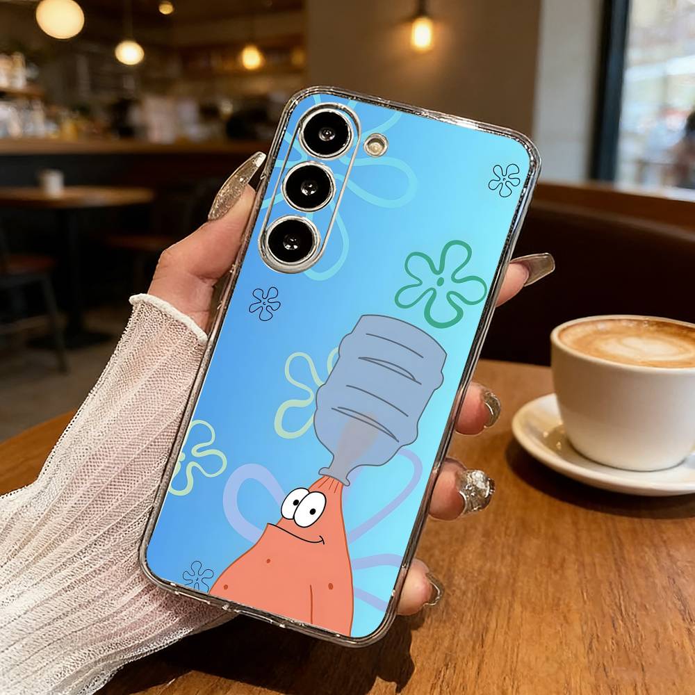 Animation S-Sponge B-Bob Phone Case For Samsung S25,S24,S21,S22,S23,S30,Ultra,S20,Plus,Fe,Lite Transparent Cover