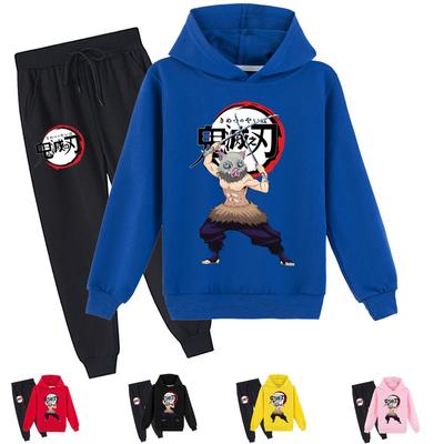 Children's Clothing Hoodie Sets for Boys and Girls Age 3-13T Long Sleeve Demon Slayer Cartoon Printed Fashion