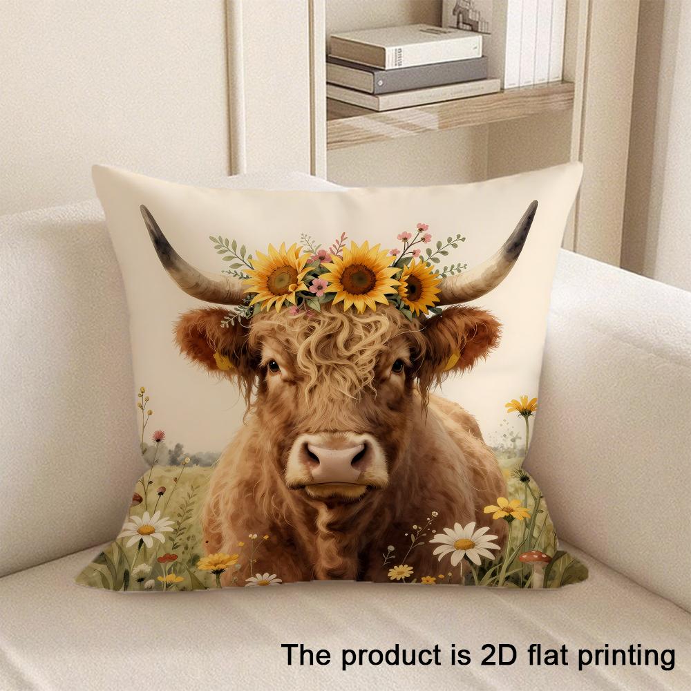 1Pc Adorable 2D Flat-Printed Pillowcases With Various Cute Animal Designs Sofa Cushion Cover Home Bedroom Room Decoration