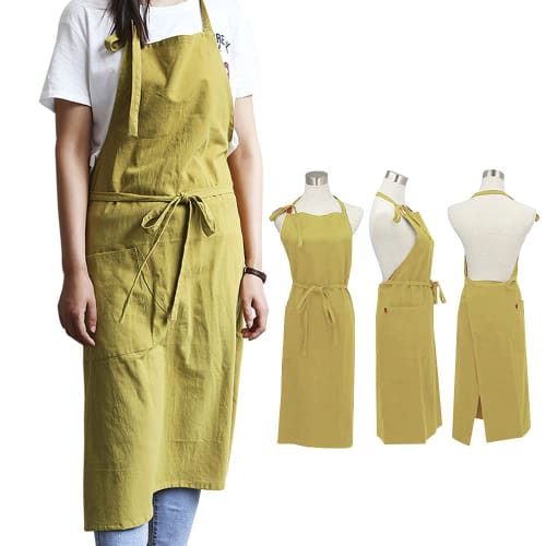 Soukengen Apron with Front Tie, Neck Strap, Pockets, Covers Your Bottom, Unisex, Simple Design, Stylish, Gardening, Kitchen, Cafe, Nursery, Florist, R