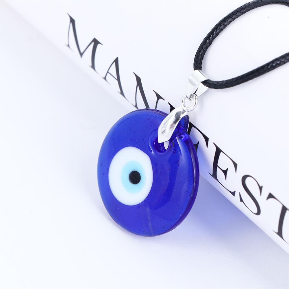 Pu Leather Chains Drop Shaped Lucky Fashion Jewelry Clavicle Chains Demon Eye Blue Eyes Necklace
