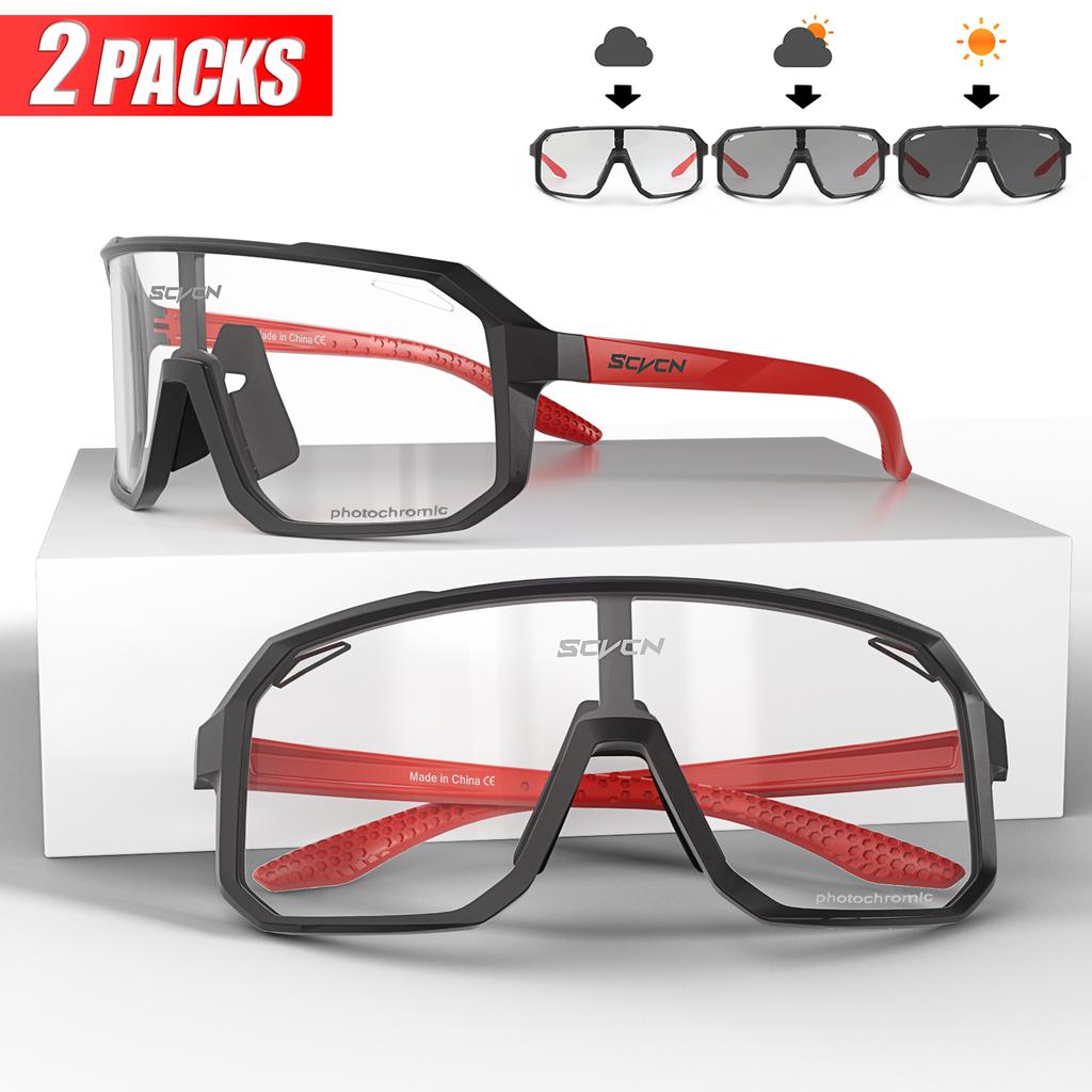 2er-Pack Photochrome Fahrrad-Radbrille Mtb-Radbrille Schutzbrille Fahrrad Mountainbike Herren Damen Sportbrille