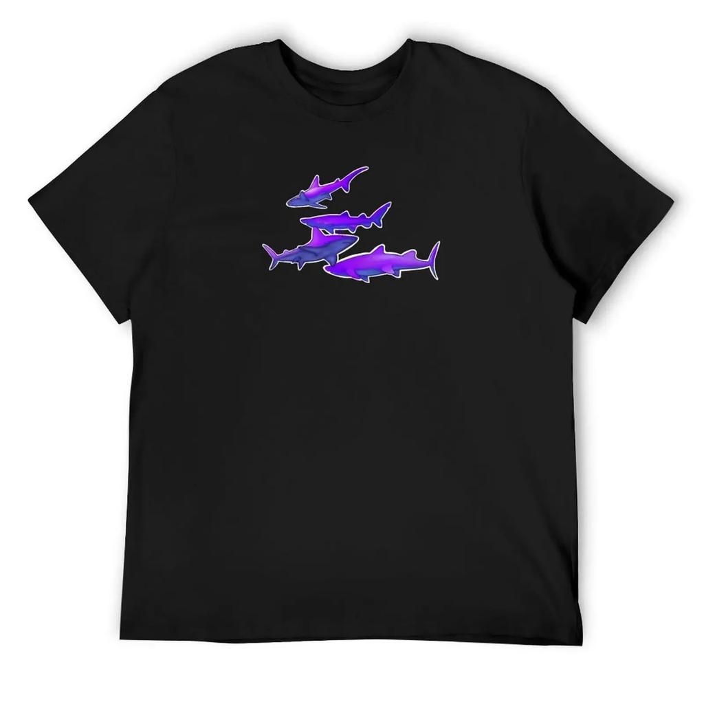 Purple Sharks T-Shirt Man Clothes Hippie Clothes Rapper Graphic Tees Men Workout Shirt