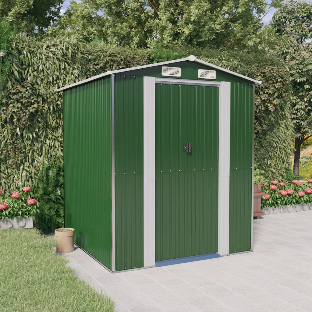 Vidaxl Garden Shed, Green, 192X191X223 Cm, Galvanized Steel