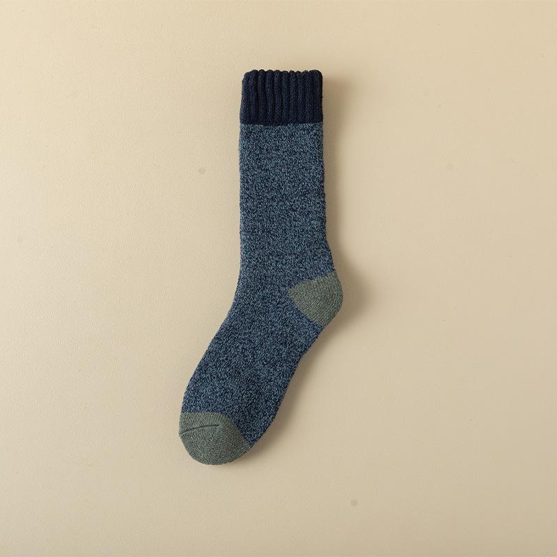 3 Pairs of Men's Autumn and Winter Wool Ring Thick Warm Matching Color Extended Stockings