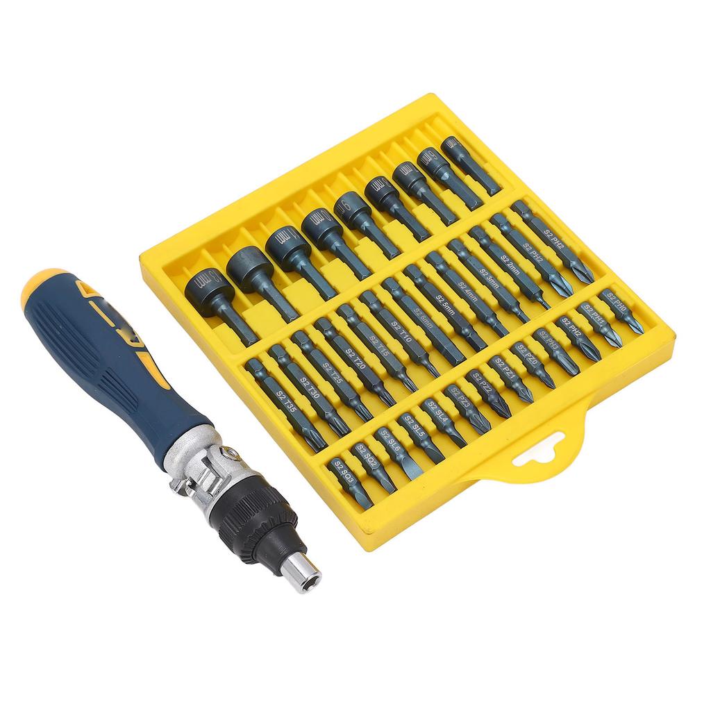 36-teiliges Schraubendreher-Set Magnetische Drehbarer Sockel 1 4 Stecknuss Ratsche Schraubendreher Bit-Set Kfz-Reparaturwerkzeugsatz