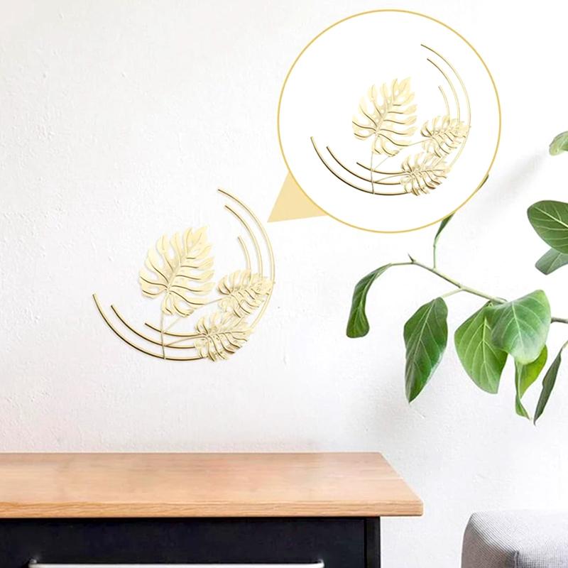 1pc Monstera Leaf Gold Metal Leaf Luxury Iron Ginkgo Leaves Irregular Wall Hanging Ornaments Home Decoration Palm Maple Pendant