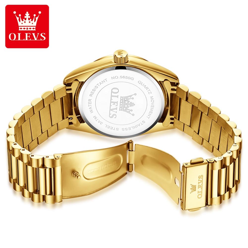 OLEVS Business Style Luxury Brand Gold Men Watch Waterproof Stainless Steel Watches Luminous Date Wristwatch