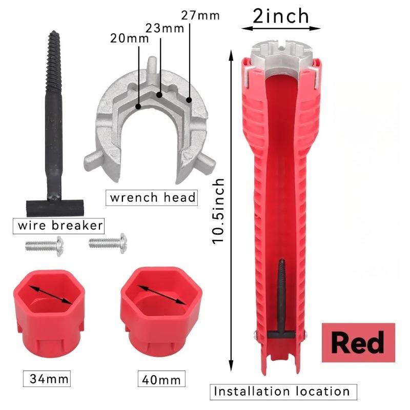 8 IN 1 Sink Faucet Wrench Plumbing Repair Tool Handle Double Head Wrench Spanner Tool Installer Ratchet Wrench Set for Bathroom 5 IN 1