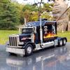 1:24 Peterbilt 389 Toys Alloy Cars Diecast Models with Light Music Pull Back Vehicle 3 Doors Opened Miniature Car for Boys Gifts