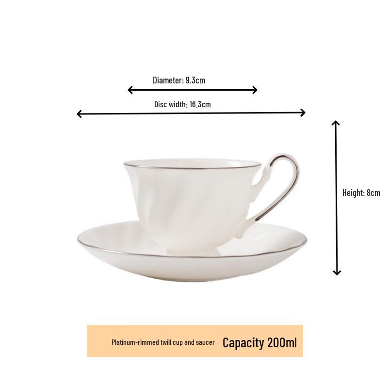 Shangqi Gold-rimmed Ceramic Coffee Cup and Saucer Set