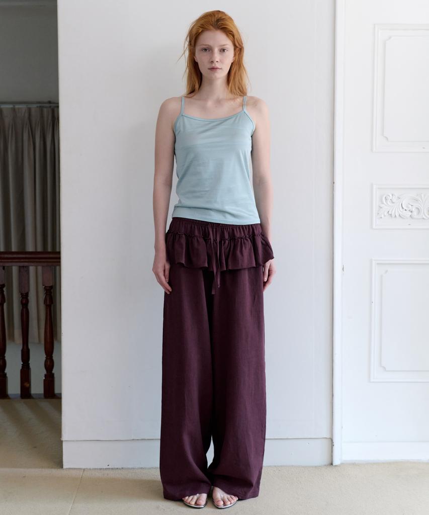 Aente Natural Frill Banding Pants - Purple