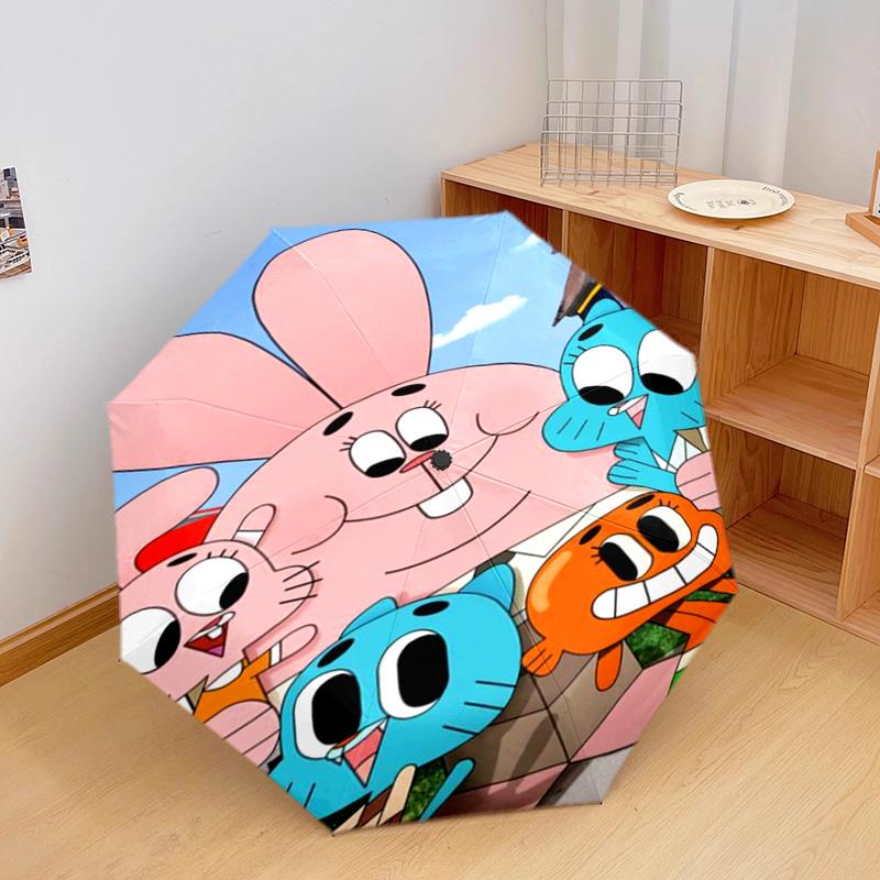 Gumball Darwin Adventure Automatic Umbrella - Suitable Travel Outdoor Portable Umbrella Birthday Gift Daily Essentials