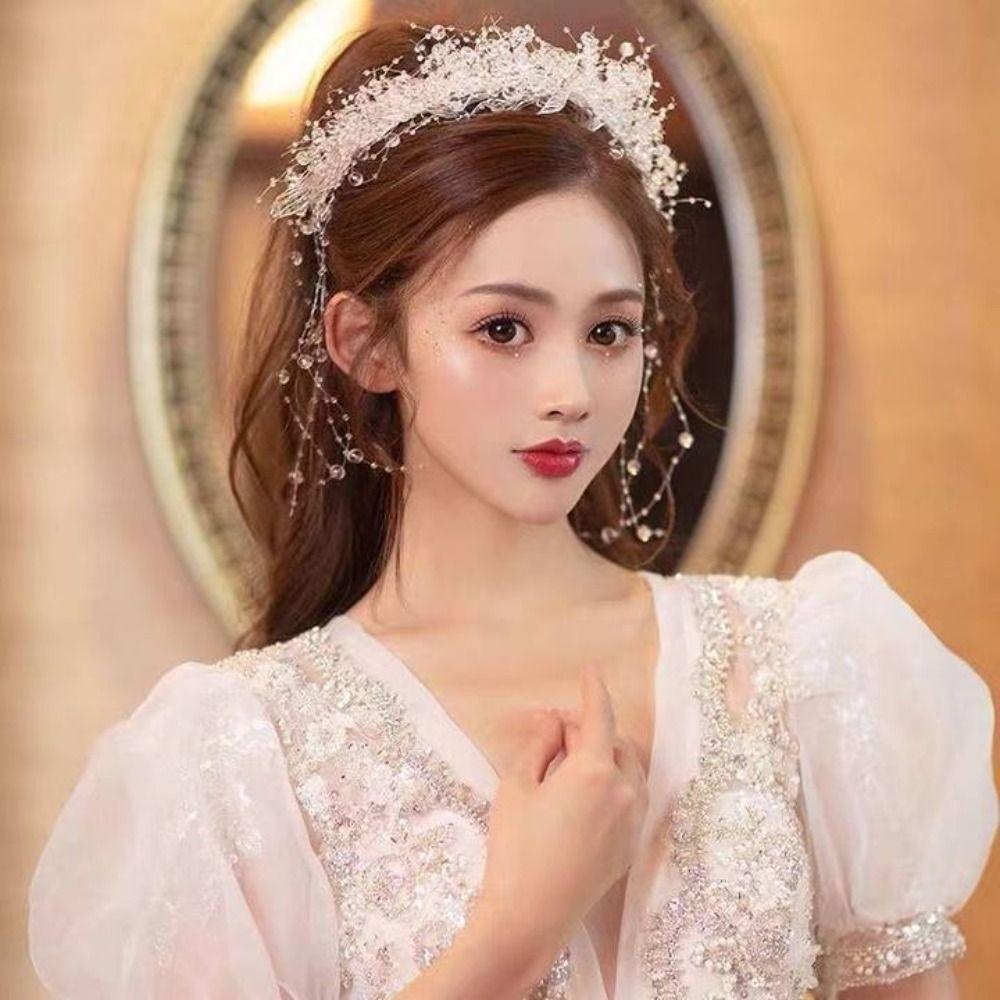 Tassel Bride Headdress Luxury Crystal Beads Hairband Fashion Bridal Headwear  Hair Accessories