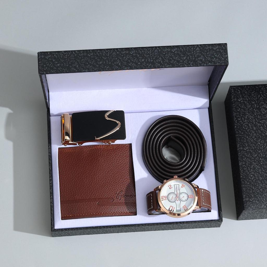 Weihnachtsgeschenkset: Ledergürtel, Uhr, Brieftasche für Freund