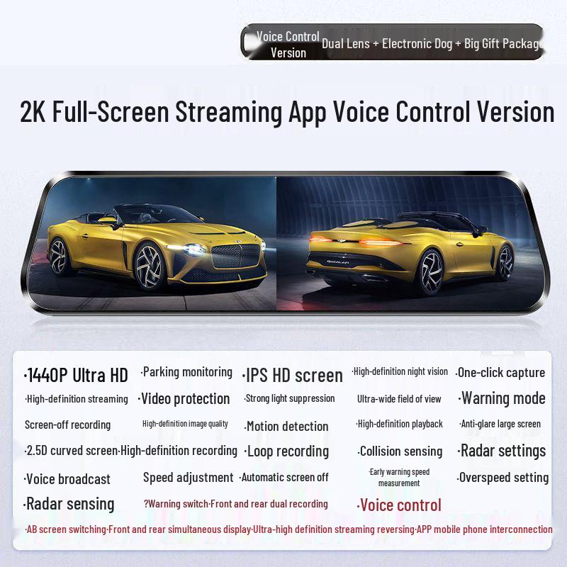 HD Night Vision Dash Cam: Dual Front and Rear Recording, Large Screen, with Parking Monitoring.