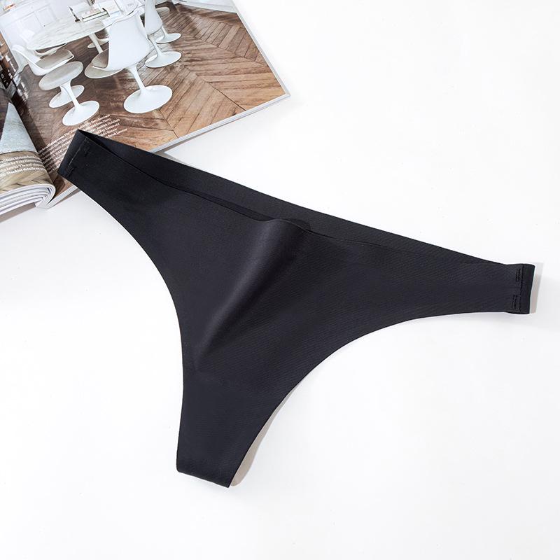 

Women s Sexy Ice Silk Seamless Low Waist Thong M чёрный