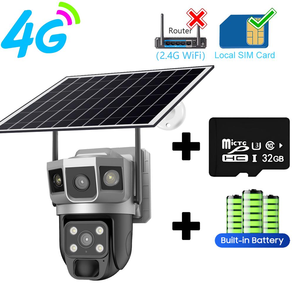 4G SIM Card Solar Camera 6K 12MP Security Protection IP Camera Outdoor Wireless Security Camera Waterproof External Wifi Camera