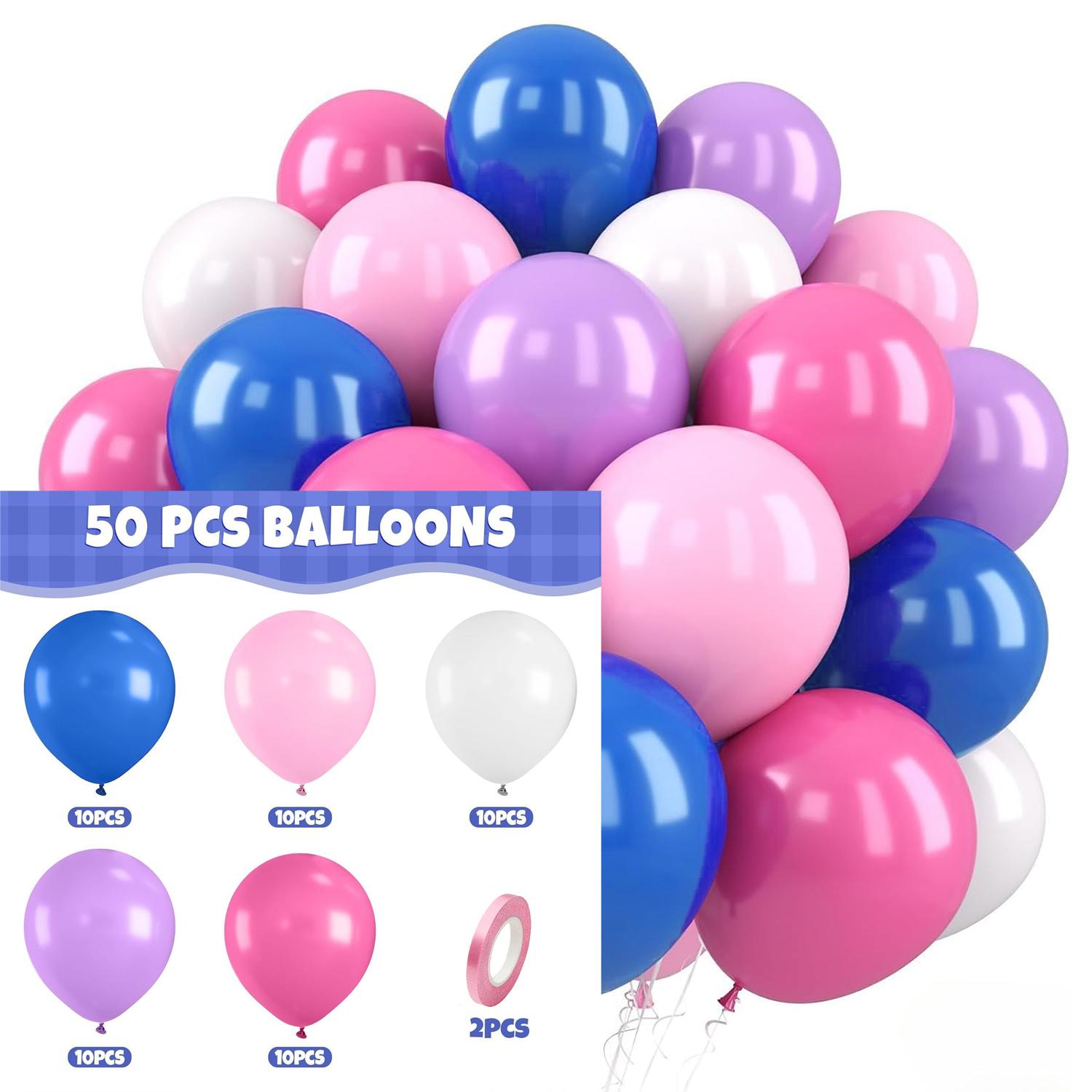 

12inch 50pcs blue green pink and purple balloon set,suitable for weddings,birthdays,pop parties,bridal showers,family gatherings 12INCH рожевий