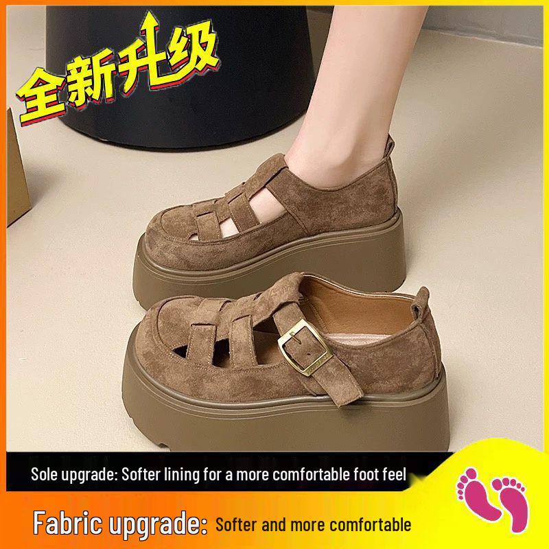 

Thick-Soled Height-Boost Mary Jane Birkenstock Sandals with Cut-Out Design - Spring/Summer 2025 Edition 40 хаки